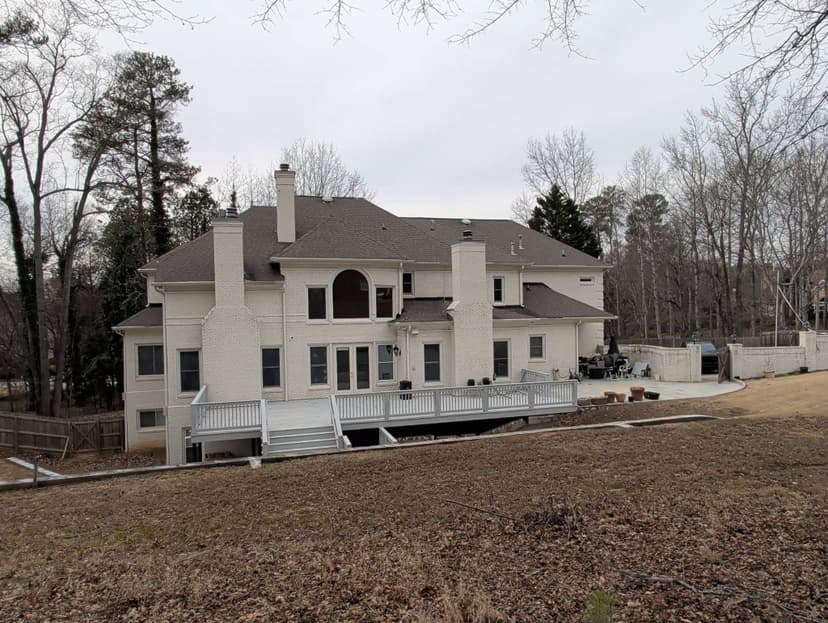 Large home with deck exterior